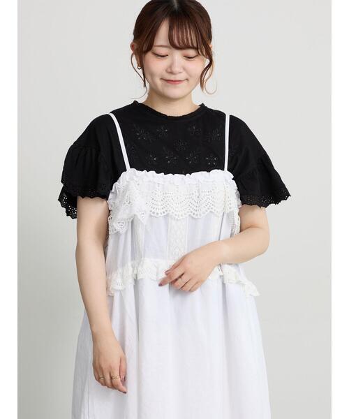 Samansa Mos2(サマンサ モスモス)の「カットワーク刺繍レースカットソー(Tシャツ/カットソー・レディース・キナリ/オフホワイト/ブラック・F)」の3枚目の写真