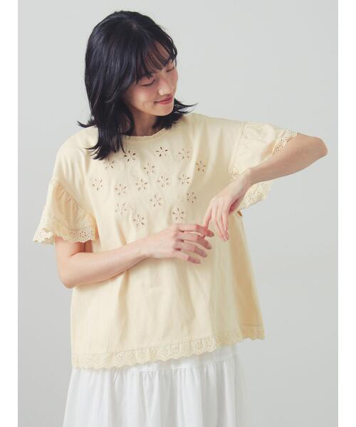 Samansa Mos2(サマンサ モスモス)の「カットワーク刺繍レースカットソー(Tシャツ/カットソー・レディース・キナリ/オフホワイト/ブラック・F)」の21枚目の写真