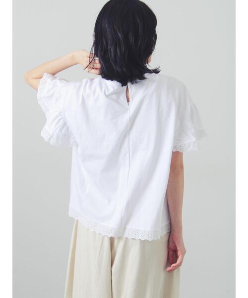 Samansa Mos2(サマンサ モスモス)の「カットワーク刺繍レースカットソー(Tシャツ/カットソー・レディース・キナリ/オフホワイト/ブラック・F)」の9枚目の写真