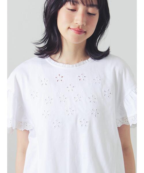 Samansa Mos2(サマンサ モスモス)の「カットワーク刺繍レースカットソー(Tシャツ/カットソー・レディース・キナリ/オフホワイト/ブラック・F)」の10枚目の写真