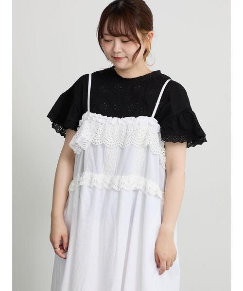 Samansa Mos2(サマンサ モスモス)の「カットワーク刺繍レースカットソー(Tシャツ/カットソー・レディース・キナリ/オフホワイト/ブラック・F)」の14枚目の写真