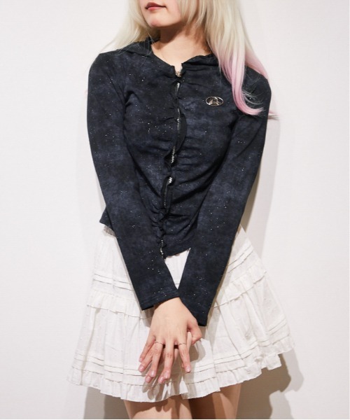 GORGE(ゴージ)の「【きらめくラメ】ギャザーフーディー 長袖|全4色(Tシャツ/カットソー・レディース・パープル/ブラック/オフホワイト/グリーン・F)」の19枚目の写真