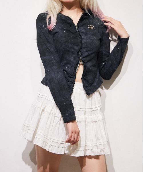 GORGE(ゴージ)の「【きらめくラメ】ギャザーフーディー 長袖|全4色(Tシャツ/カットソー・レディース・パープル/ブラック/オフホワイト/グリーン・F)」の21枚目の写真
