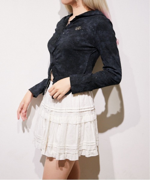 GORGE(ゴージ)の「【きらめくラメ】ギャザーフーディー 長袖|全4色(Tシャツ/カットソー・レディース・パープル/ブラック/オフホワイト/グリーン・F)」の22枚目の写真