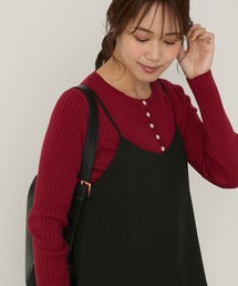 【Aunely】<パチレスニット>ヘンリーネックニットプルオーバー