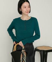 【Aunely】＜パチレスニット＞ヘンリーネックニットプルオーバー