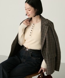 【Aunely】<パチレスニット>ヘンリーネックニットプルオーバー