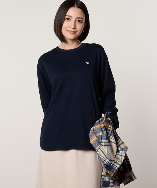 Arnold Palmer(アーノルドパーマー)の「シェア コットンスムース ラウンドヘム ロングTシャツ(Tシャツ/カットソー・レディース・ホワイト/ブラウン/ダークネイビー・M/S/XS/LL/L)」の10枚目の写真