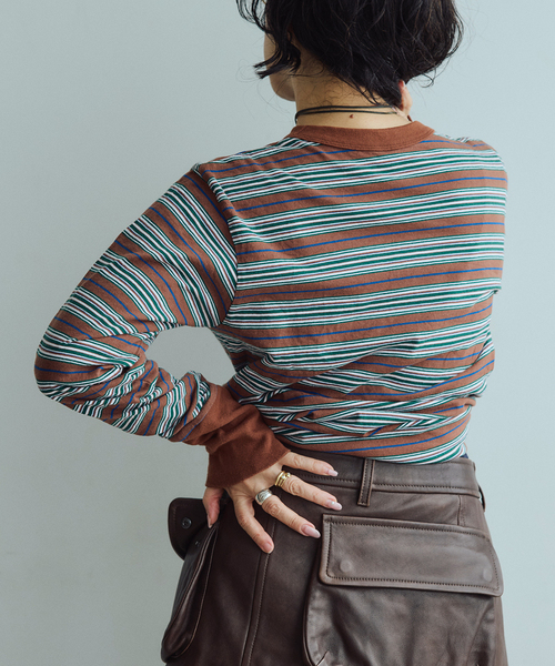 IENA LA BOUCLE(イエナラブークル)の「fifi collection/フィフィコレクション Bordre Ls tee 26-21(Tシャツ/カットソー・レディース・ブラウン/グリーン・FREE)」の7枚目の写真