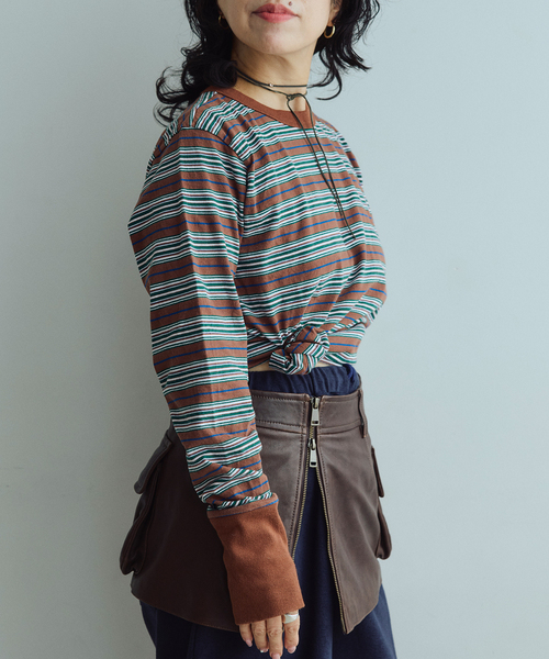 IENA LA BOUCLE(イエナラブークル)の「fifi collection/フィフィコレクション Bordre Ls tee 26-21(Tシャツ/カットソー・レディース・ブラウン/グリーン・FREE)」の8枚目の写真