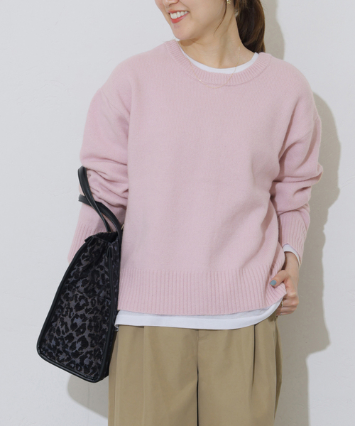 JOURNAL STANDARD relume(ジャーナルスタンダード レリューム)の「ウールカシミヤ2WAYクルーネックカーディガン(カーディガン/ボレロ・レディース・チャコールグレー/ベージュ系その他/ピンク系その他・FREE)」の3枚目の写真