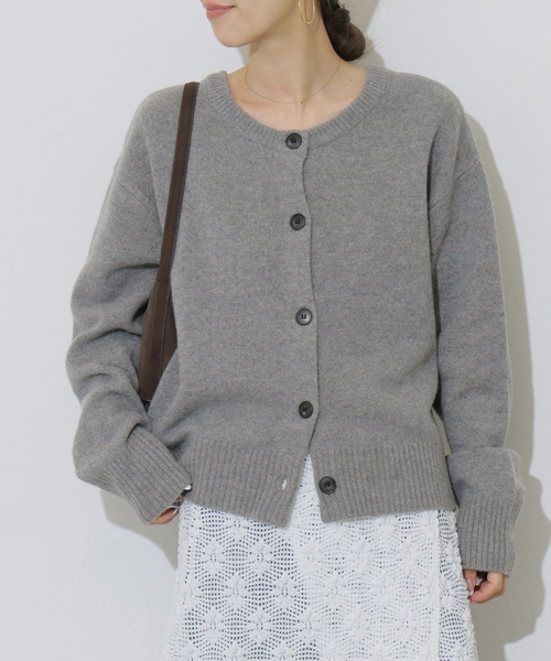 JOURNAL STANDARD relume(ジャーナルスタンダード レリューム)の「ウールカシミヤ2WAYクルーネックカーディガン(カーディガン/ボレロ・レディース・チャコールグレー/ベージュ系その他/ピンク系その他・FREE)」の1枚目の写真