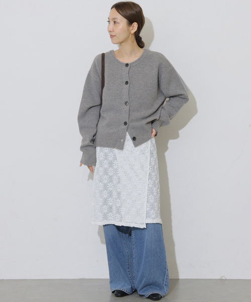 JOURNAL STANDARD relume(ジャーナルスタンダード レリューム)の「ウールカシミヤ2WAYクルーネックカーディガン(カーディガン/ボレロ・レディース・チャコールグレー/ベージュ系その他/ピンク系その他・FREE)」の4枚目の写真