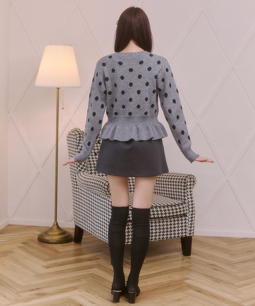 Rmine(アールマイン)の「配色ドットペプラムニットカーディガン(ニット/セーター・レディース・グレー/ピンク/ブラック/ホワイト・FREE)」の21枚目の写真