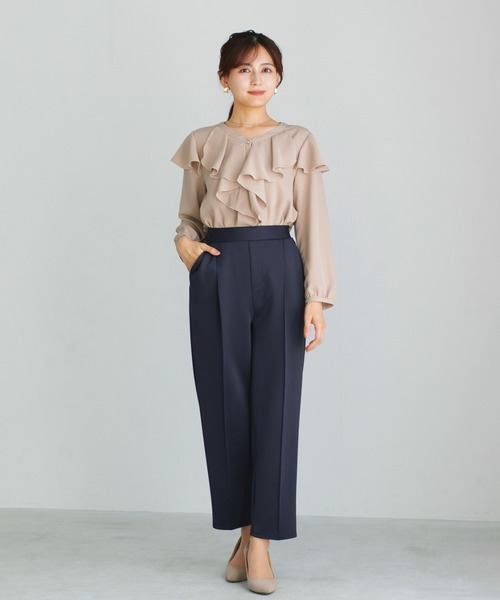 Emilyan(エミリアン)の「【 無敵のパンツ 】 ハイストレッチダンボールニット・センターシームストレートパンツ(その他パンツ・レディース・ネイビー/ライトベージュ/ブラック・S/M/L)」の16枚目の写真
