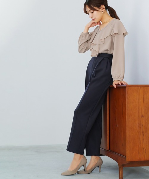 Emilyan(エミリアン)の「【 無敵のパンツ 】 ハイストレッチダンボールニット・センターシームストレートパンツ(その他パンツ・レディース・ネイビー/ライトベージュ/ブラック・S/M/L)」の19枚目の写真