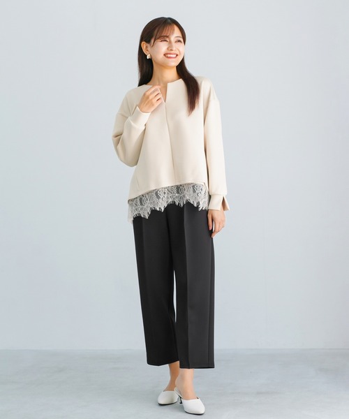Emilyan(エミリアン)の「【 無敵のパンツ 】 ハイストレッチダンボールニット・センターシームストレートパンツ(その他パンツ・レディース・ネイビー/ライトベージュ/ブラック・S/M/L)」の10枚目の写真
