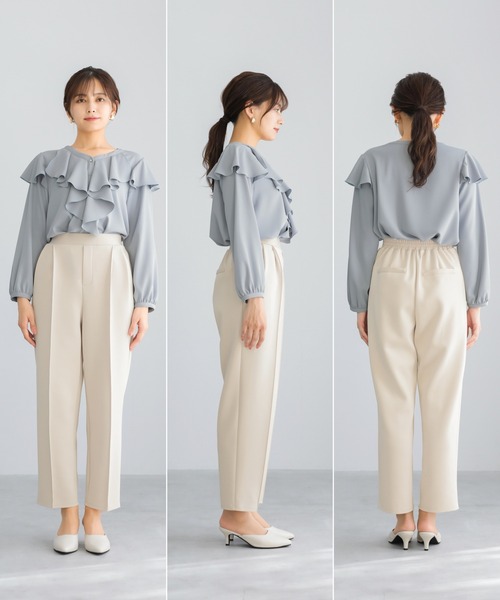 Emilyan(エミリアン)の「【 無敵のパンツ 】 ハイストレッチダンボールニット・センターシームストレートパンツ(その他パンツ・レディース・ネイビー/ライトベージュ/ブラック・S/M/L)」の6枚目の写真