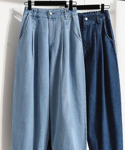 AMAJI(アマジ)の「テーパード デニムパンツ(デニムパンツ・レディース・ブルー/ライトブルー・X-LARGE/SMALL/MEDIUM/LARGE)」の4枚目の写真