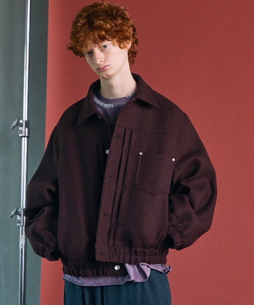 MAISON SPECIAL(メゾンスペシャル)の「《UNISEX》【イタリアンデッドストックファブリック】プライムオーバートラッカージャケット/【Italian Dead Stock Fabric】Prime-Over Trucker Jacket【MAISON SPECIAL/メゾンスペシャル】(ブルゾン・メンズ・グレイッシュベージュ/ダークブラック/ネイビー/パープル/その他1/ブラック・2/1/0)」の6枚目の写真