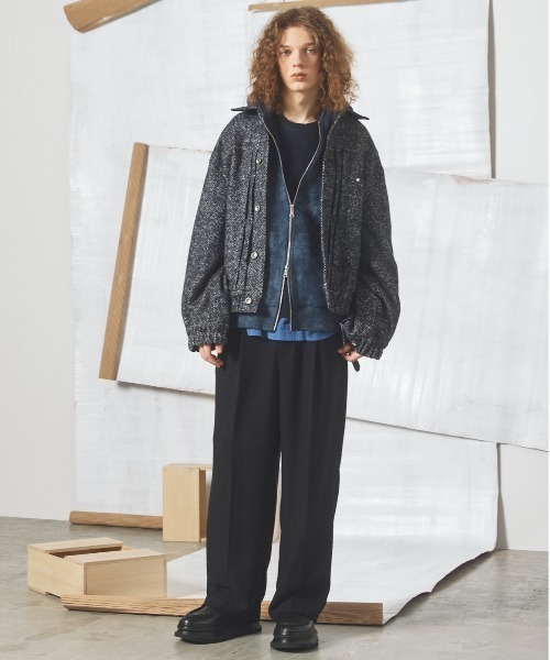 MAISON SPECIAL(メゾンスペシャル)の「《UNISEX》【イタリアンデッドストックファブリック】プライムオーバートラッカージャケット/【Italian Dead Stock Fabric】Prime-Over Trucker Jacket【MAISON SPECIAL/メゾンスペシャル】(ブルゾン・メンズ・グレイッシュベージュ/ダークブラック/ネイビー/パープル/その他1/ブラック・2/1/0)」の19枚目の写真