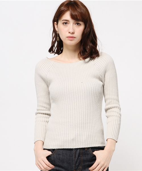 MOUSSY（マウジー）の「OFF SHOULDER RIB TOPS（ニット/セーター・レディース・ライトブルー/トップグレー/オフホワイト・FREE）」の11枚目の写真