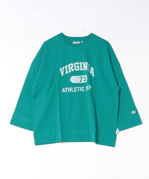 DISCUS(ディスカス)の「【DISCUS/ディスカス】【カレッジ調のブランドロゴプリントがアクセント】8分袖 ワイドシルエットTシャツ 綿100% カットソー ブランドロゴ カジュアル レイヤード アメカジ ストリート(Tシャツ/カットソー・レディース・ブラック/ネイビー/レッド/オフホワイト/エメラルド/サンドベージュ・MEDIUM)」の5枚目の写真