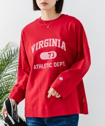 【DISCUS/ディスカス】【カレッジ調のブランドロゴプリントがアクセント】8分袖 ワイドシルエットTシャツ 綿100% カットソー ブランドロゴ カジュアル レイヤード アメカジ ストリート