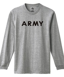 Ol' Basics（オール・ベーシックス） 長袖Tシャツ ARMY アーミー ミリタリー ロゴ プリント 袖リブ ロンT ロングTシャツ トップス カットソー レディース