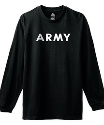 Ol' Basics(オール・ベーシックス) 長袖Tシャツ ARMY アーミー ミリタリー ロゴ プリント 袖リブ ロンT ロングTシャツ トップス カットソー レディース