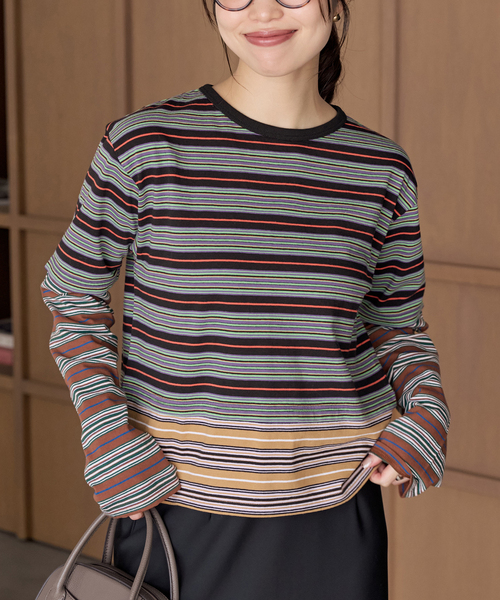 plage(プラージュ)の「Girls Department Club TRIPLE BORDER LAYE トップス(Tシャツ/カットソー・レディース・ブラック・FREE)」の10枚目の写真