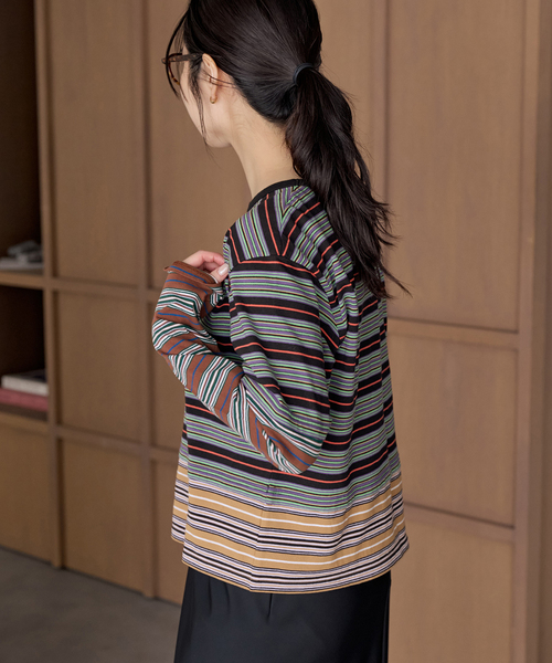 plage(プラージュ)の「Girls Department Club TRIPLE BORDER LAYE トップス(Tシャツ/カットソー・レディース・ブラック・FREE)」の11枚目の写真