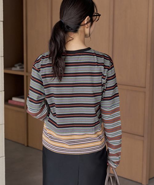 plage(プラージュ)の「Girls Department Club TRIPLE BORDER LAYE トップス(Tシャツ/カットソー・レディース・ブラック・FREE)」の12枚目の写真