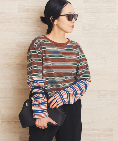 plage(プラージュ)の「Girls Department Club TRIPLE BORDER LAYE トップス(Tシャツ/カットソー・レディース・ブラック・FREE)」の16枚目の写真