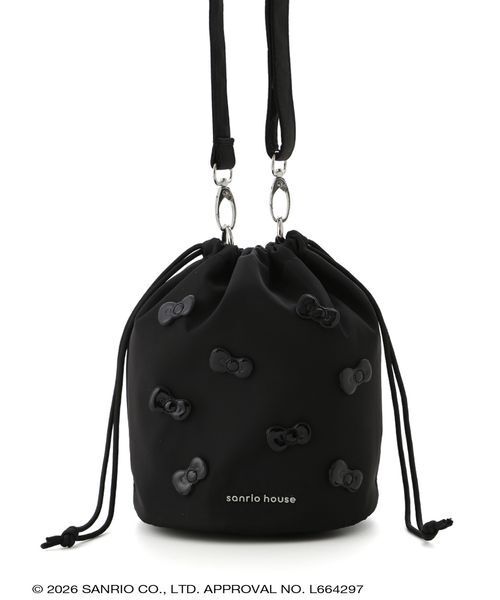 sanrio house（サンリオハウス）の「ハローキティ エナメルリボンドロストバッグ（ハンドバッグ・レディース・ブラック/レッド・F）」の6枚目の写真