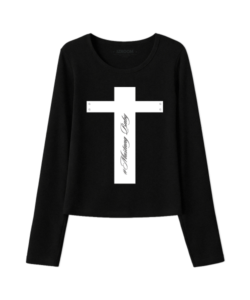 IZROOM（イズルーム）の「ムートン クロス スリムフィット ロングスリーブ (ブラック)（Tシャツ/カットソー・レディース・その他・FREE）」の4枚目の写真