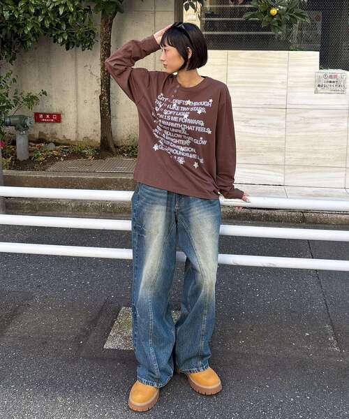 SEQUENZ(シークエンズ)の「※WEB限定 / ぼかしプリントヘンリーネックロンT / sqnzU BORDER L/S TEE(Tシャツ/カットソー・レディース・ブラック/ホワイト/ブラウン/その他5/ターコイズブルー/その他6・SMALL/MEDIUM/LARGE)」の7枚目の写真