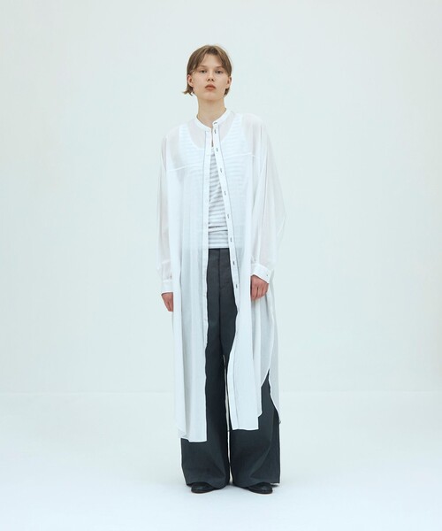 GALERIE VIE(ギャルリー ヴィー)の「インドコットン バンドカラーシャツワンピース(シャツワンピース・レディース・ホワイト/ブラック・FREE)」の3枚目の写真