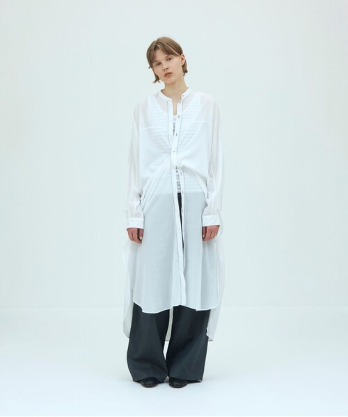 GALERIE VIE(ギャルリー ヴィー)の「インドコットン バンドカラーシャツワンピース(シャツワンピース・レディース・ホワイト/ブラック・FREE)」の4枚目の写真