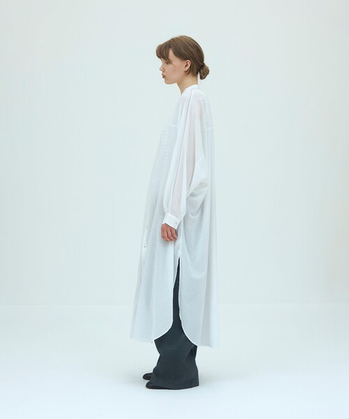 GALERIE VIE(ギャルリー ヴィー)の「インドコットン バンドカラーシャツワンピース(シャツワンピース・レディース・ホワイト/ブラック・FREE)」の5枚目の写真