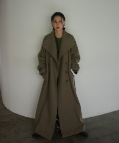 Ameri(アメリ)の「UND WOOL ASYMMETRY STAND COLLAR COAT(ダウンジャケット/コート・レディース・アイボリー/カーキ/ブラック/ライトブルー・SMALL/MEDIUM/SHORT)」の5枚目の写真