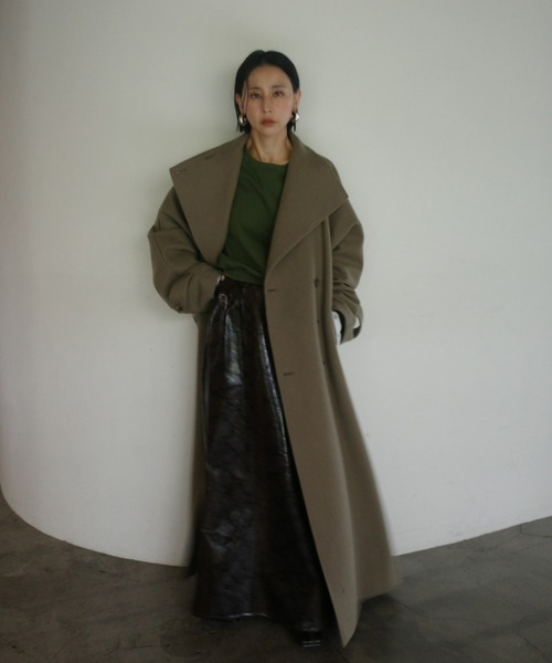 Ameri(アメリ)の「UND WOOL ASYMMETRY STAND COLLAR COAT(ダウンジャケット/コート・レディース・アイボリー/カーキ/ブラック/ライトブルー・SMALL/MEDIUM/SHORT)」の10枚目の写真