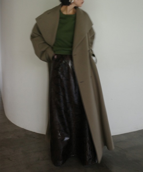 Ameri(アメリ)の「UND WOOL ASYMMETRY STAND COLLAR COAT(ダウンジャケット/コート・レディース・アイボリー/カーキ/ブラック/ライトブルー・SMALL/MEDIUM/SHORT)」の18枚目の写真