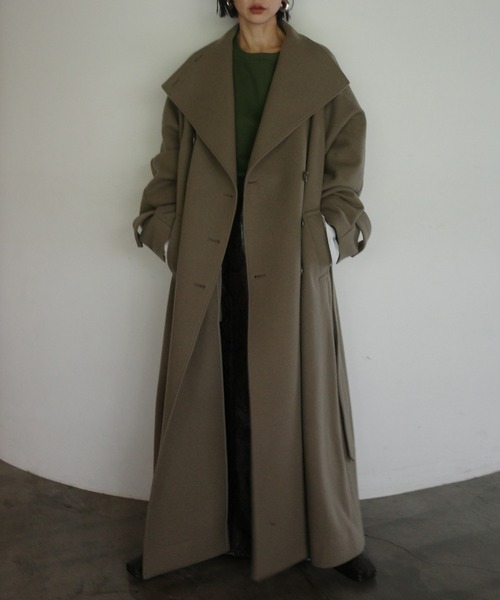 Ameri(アメリ)の「UND WOOL ASYMMETRY STAND COLLAR COAT(ダウンジャケット/コート・レディース・アイボリー/カーキ/ブラック/ライトブルー・SMALL/MEDIUM/SHORT)」の20枚目の写真