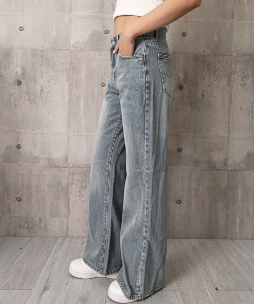 Miniministore(ミニミニストア)の「レトロジーンズ ワイドデニムパンツ韓国風(デニムパンツ・レディース・ブルー・M/XL/S/L)」の12枚目の写真