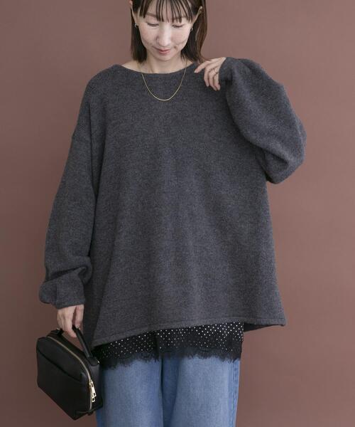 ITEMS URBANRESEARCH(アイテムズ アーバンリサーチ)の「2WAYボリュームニット(ニット/セーター・レディース・チャコールグレー/ライトブルー/ベージュ・FREE)」の8枚目の写真