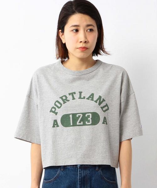 Another Edition(アナザーエディション)の「AE×ChampionロゴショートT/ BCAE×ChampionLOGO SHORT◆(Tシャツ/カットソー・レディース・オフホワイト/グレー/レッド・フリー)」の6枚目の写真