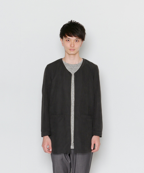 SENSE OF PLACE by URBAN RESEARCH（センスオブプレイスバイアーバンリサーチ）の「ベロアロングノーカラーZIPシャツ（シャツ/ブラウス・メンズ・ベージュ/ブラック・LARGE/MEDIUM）」の2枚目の写真