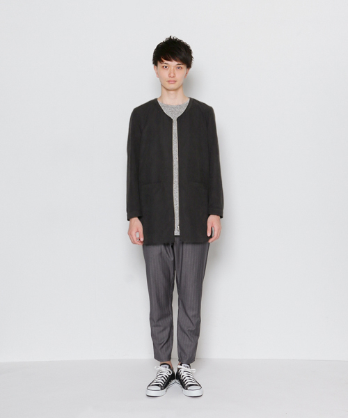 SENSE OF PLACE by URBAN RESEARCH（センスオブプレイスバイアーバンリサーチ）の「ベロアロングノーカラーZIPシャツ（シャツ/ブラウス・メンズ・ベージュ/ブラック・LARGE/MEDIUM）」の3枚目の写真