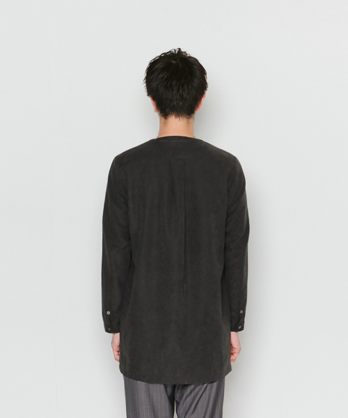 SENSE OF PLACE by URBAN RESEARCH（センスオブプレイスバイアーバンリサーチ）の「ベロアロングノーカラーZIPシャツ（シャツ/ブラウス・メンズ・ベージュ/ブラック・LARGE/MEDIUM）」の6枚目の写真